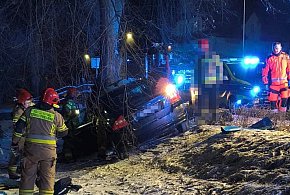 Volvo wbiło się w drzewo na Ordona. Dwie osoby w szpitalu