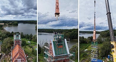 Iglica kościoła w Juchowie ponownie na wieży.-49384