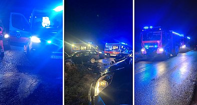 Zderzenie dwóch aut na DW171. Kobieta i dziecko trafili do szpitala.-51411