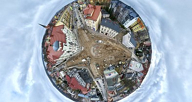 Budowa ronda w centrum Szczecinka. Widać już zarys nowego układu dróg