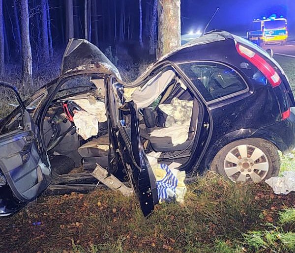 Nocny wypadek pod Szczecinkiem. Na jezdnię wybiegł dzik.-50504