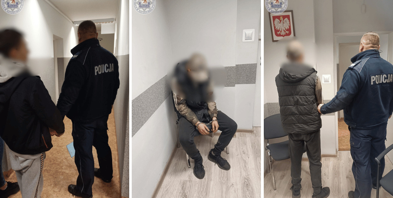 fot. KPP Szczecinek / Zatrzymanie młodych sprawców włamań w Barwicach przez lokalnych policjantów