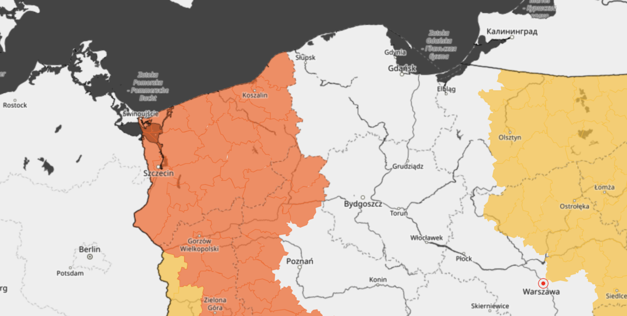 fot. IMGW / Uwaga Szczecinek ⚠️ IMGW ostrzega przed marznącymi opadami i gołoledzią. Będzie bardzo ślisko.