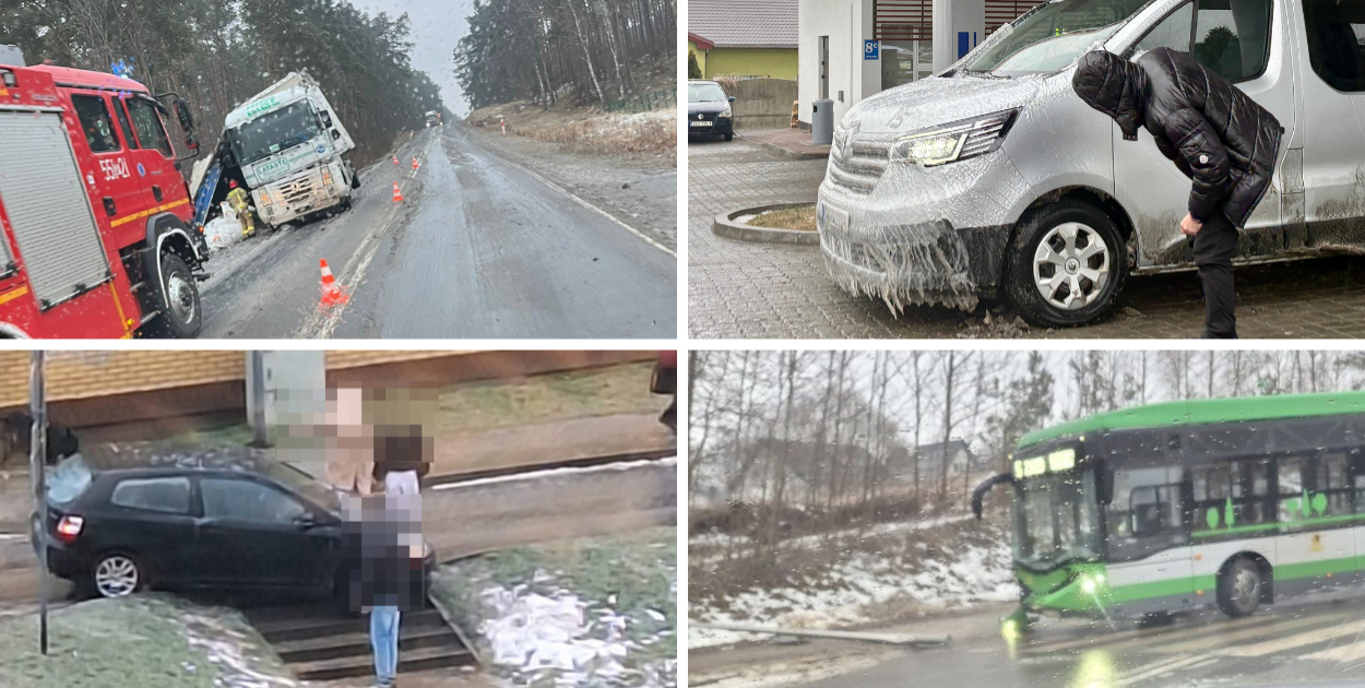 Skrajnie trudne warunki w Szczecinku. Służby walczą z gołoledzią